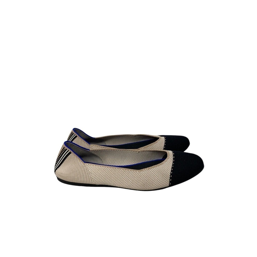 Rothys Ballet Flats Women's Size 10 The Square Beige Tuxedo Knit Slip On Shoes